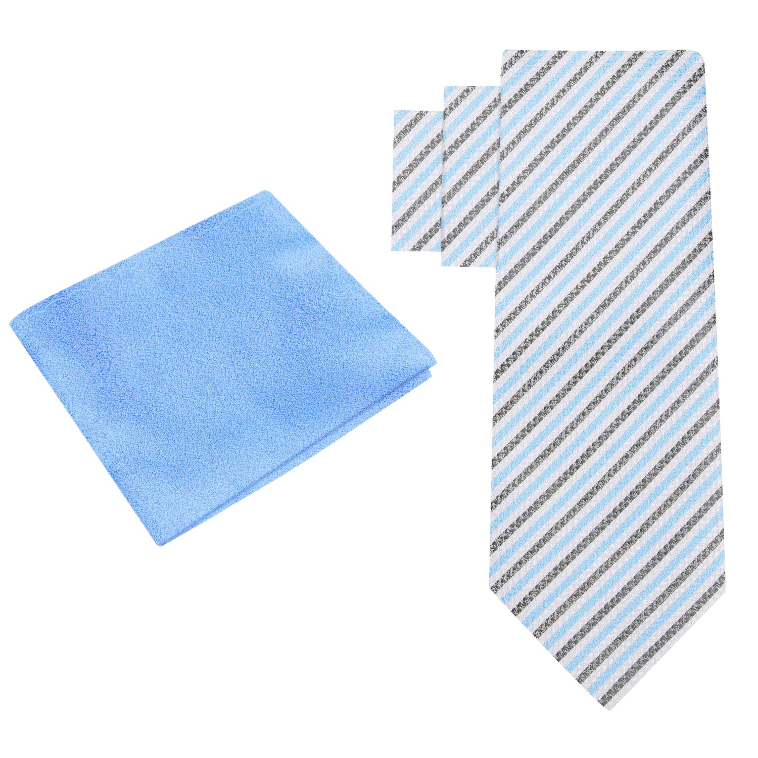 Alt View: White, Blue Stripe Necktie and Blue Square
