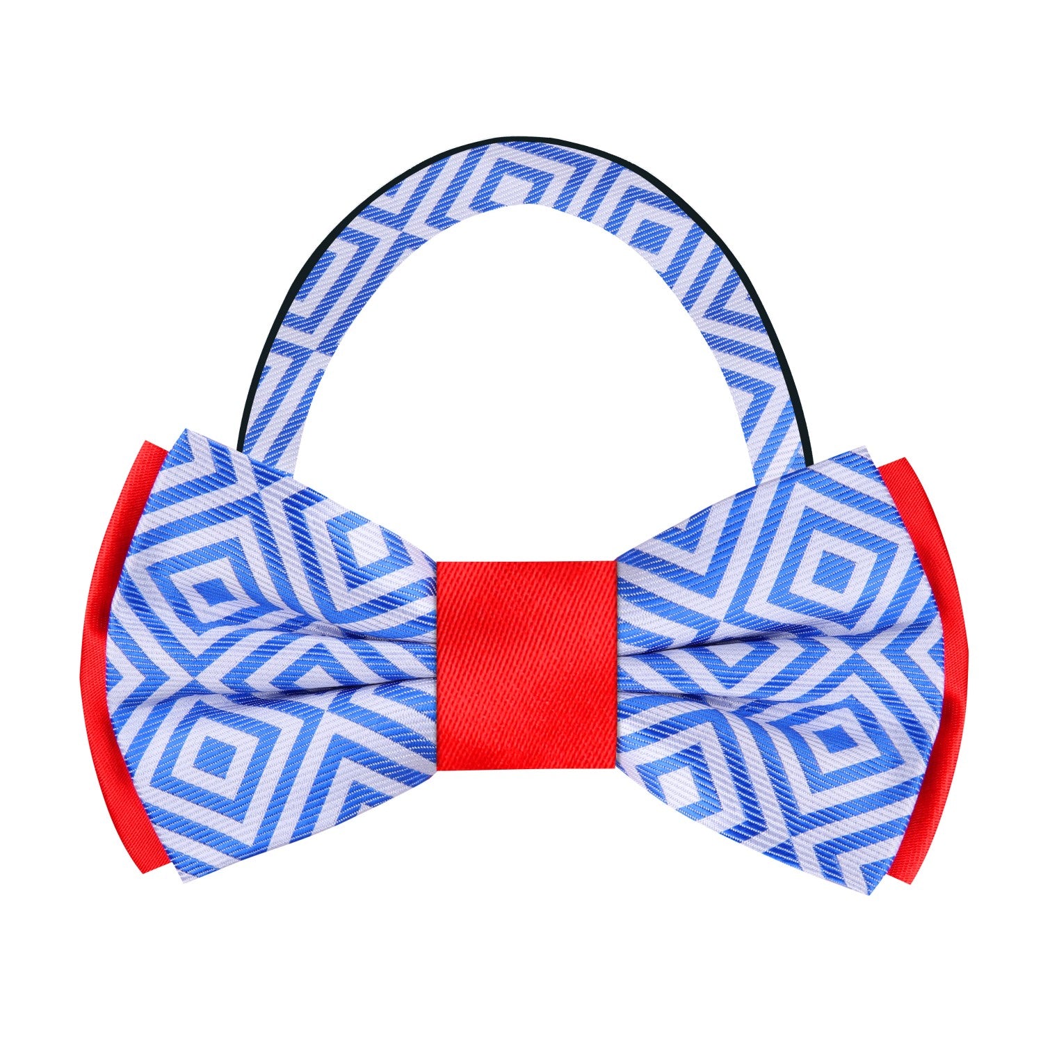 Blue, Red, White Geometric Bow Tie Pre Tied
