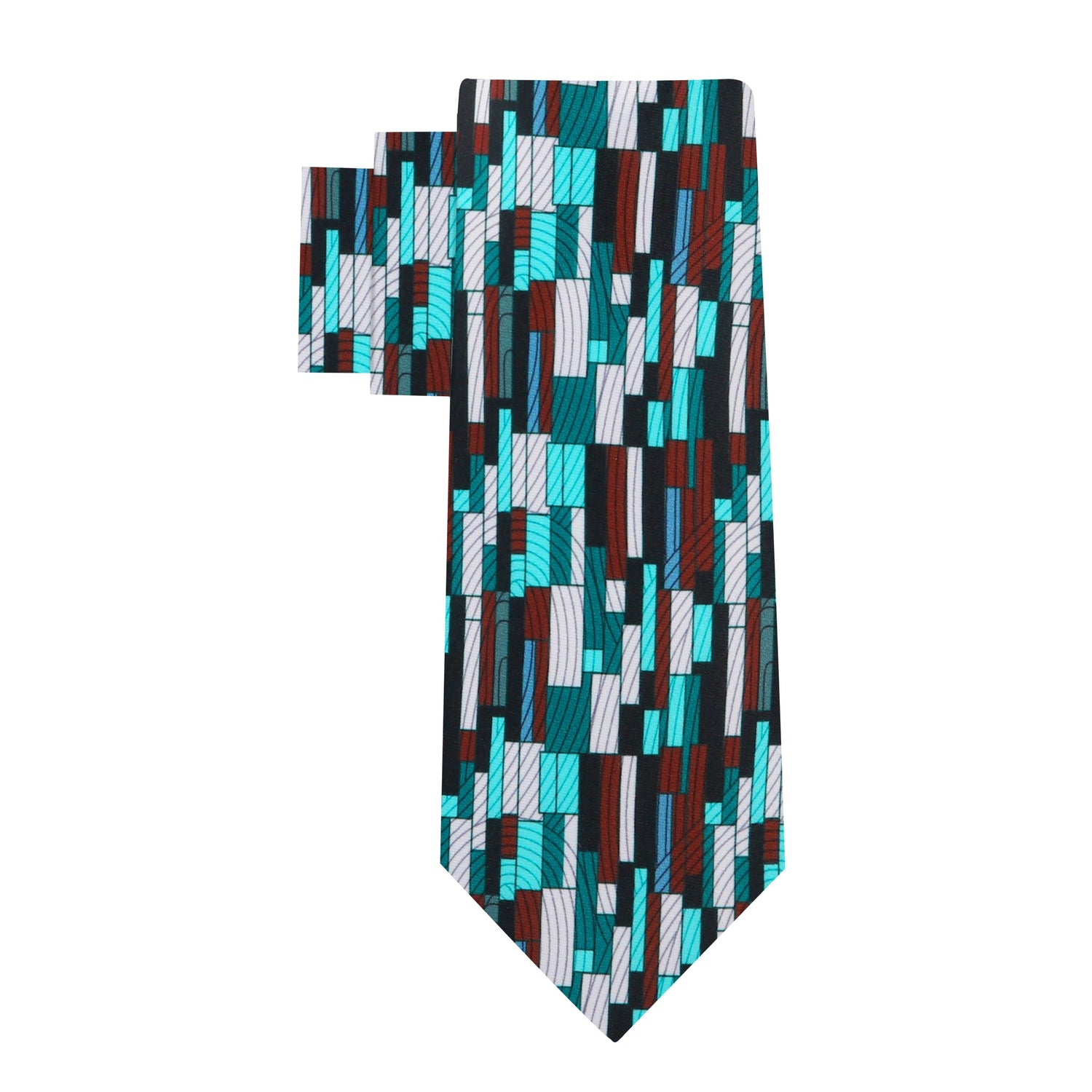 Alt View: Light Blue, White, Deep Red Abstract Tie