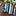 Striped tie with green, yellow, and blue pattern on a white background