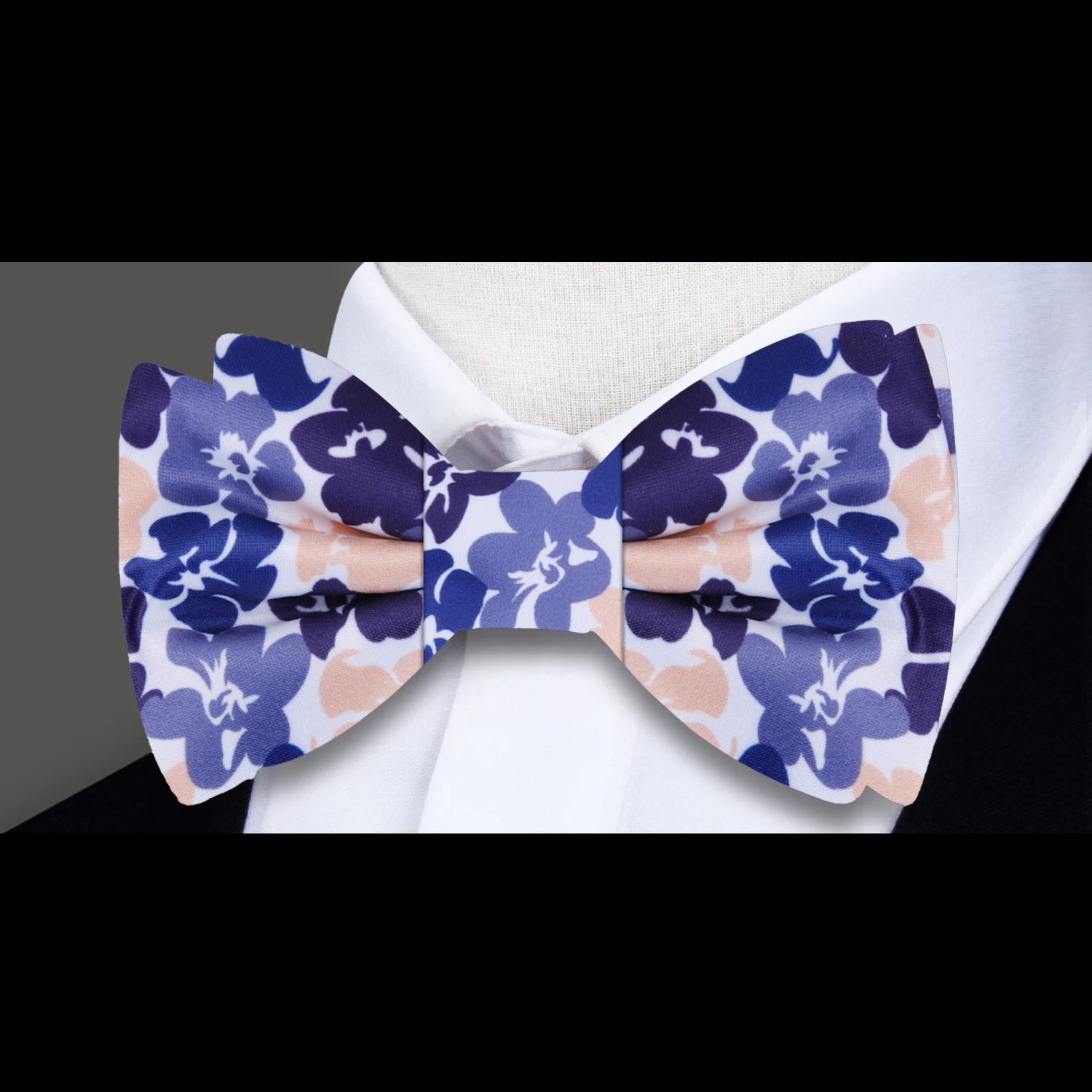 White Light Plum Hibiscus Flowers Bow Tie