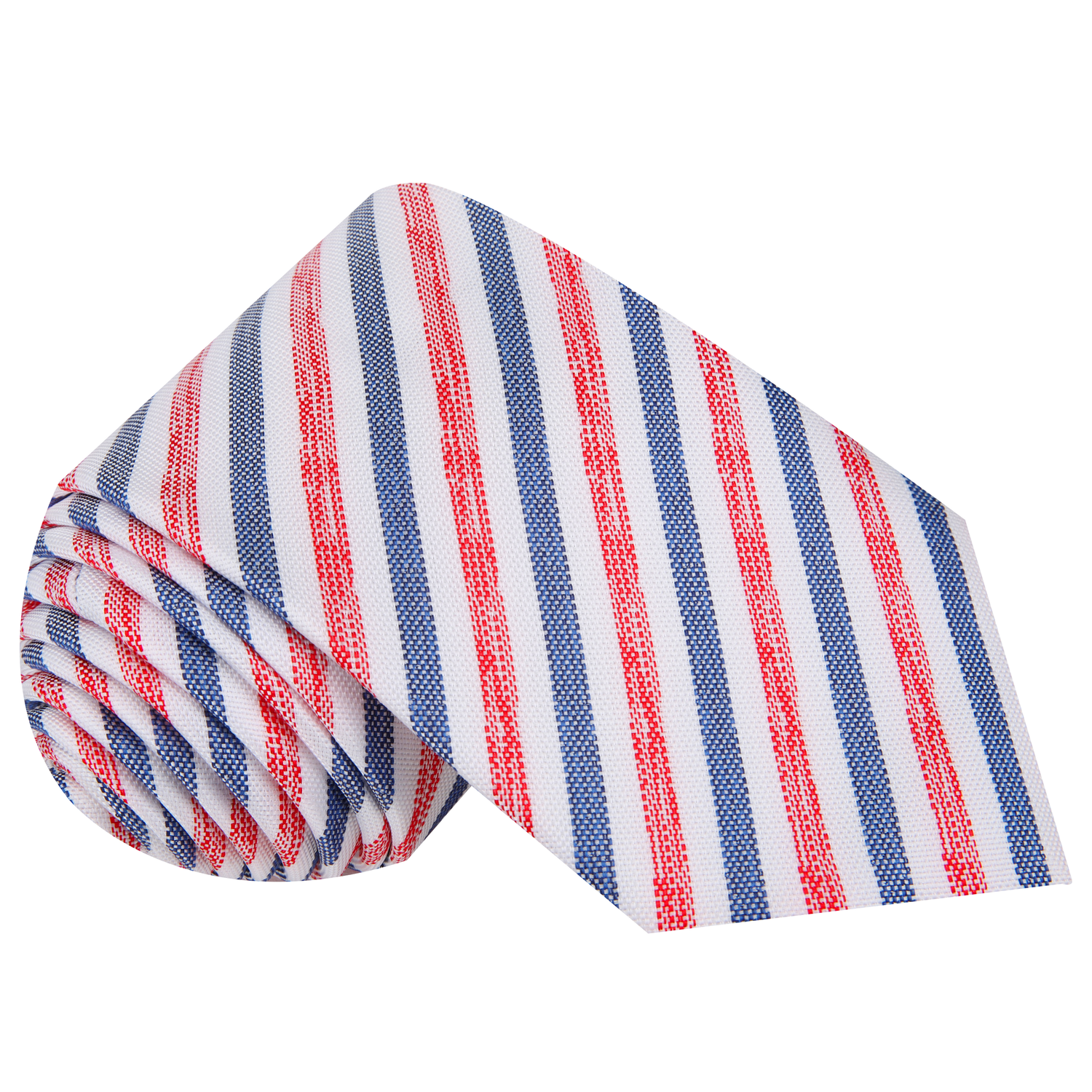White with Blue and Red Stripes Necktie 