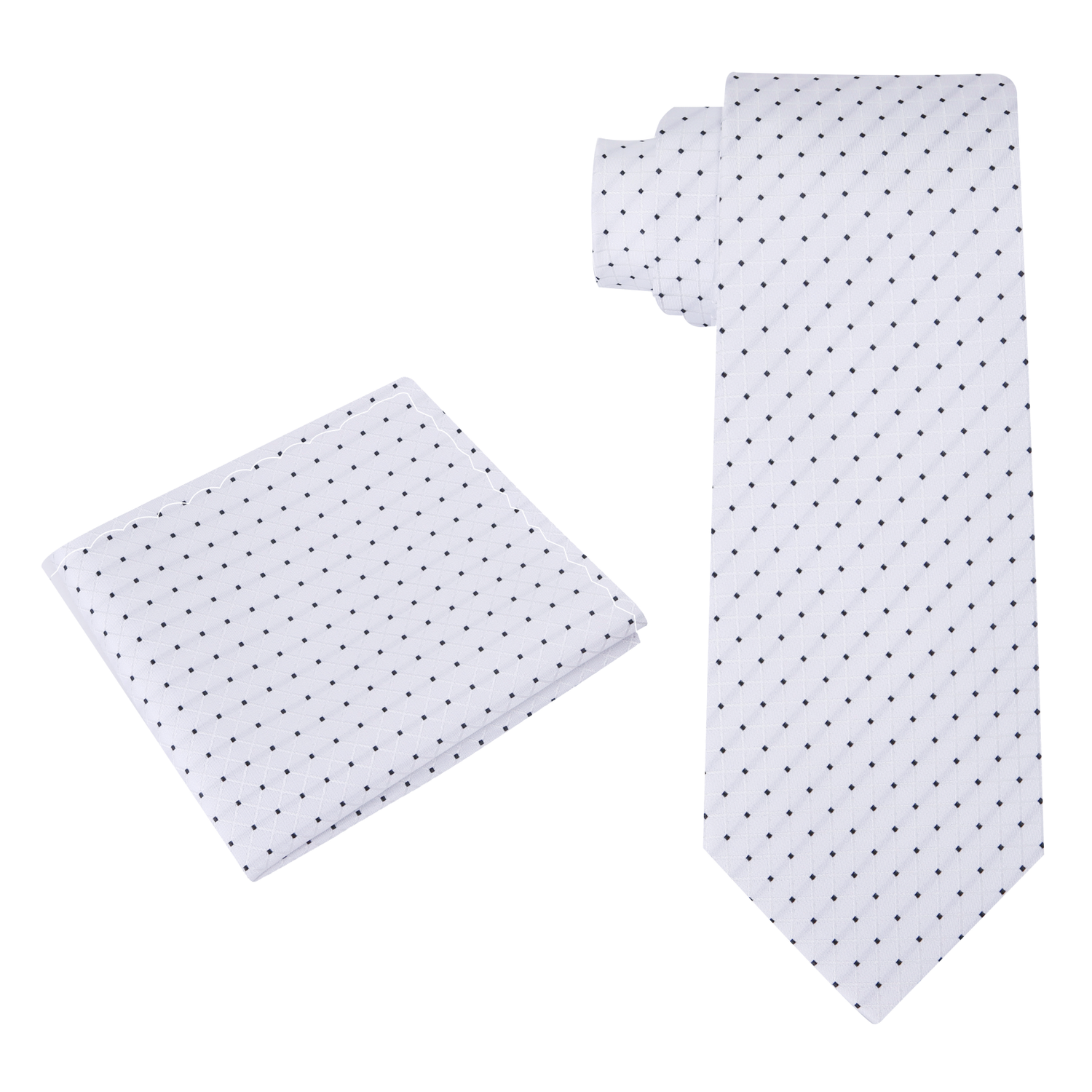 Alt View: White, Black Dots Necktie and  Square