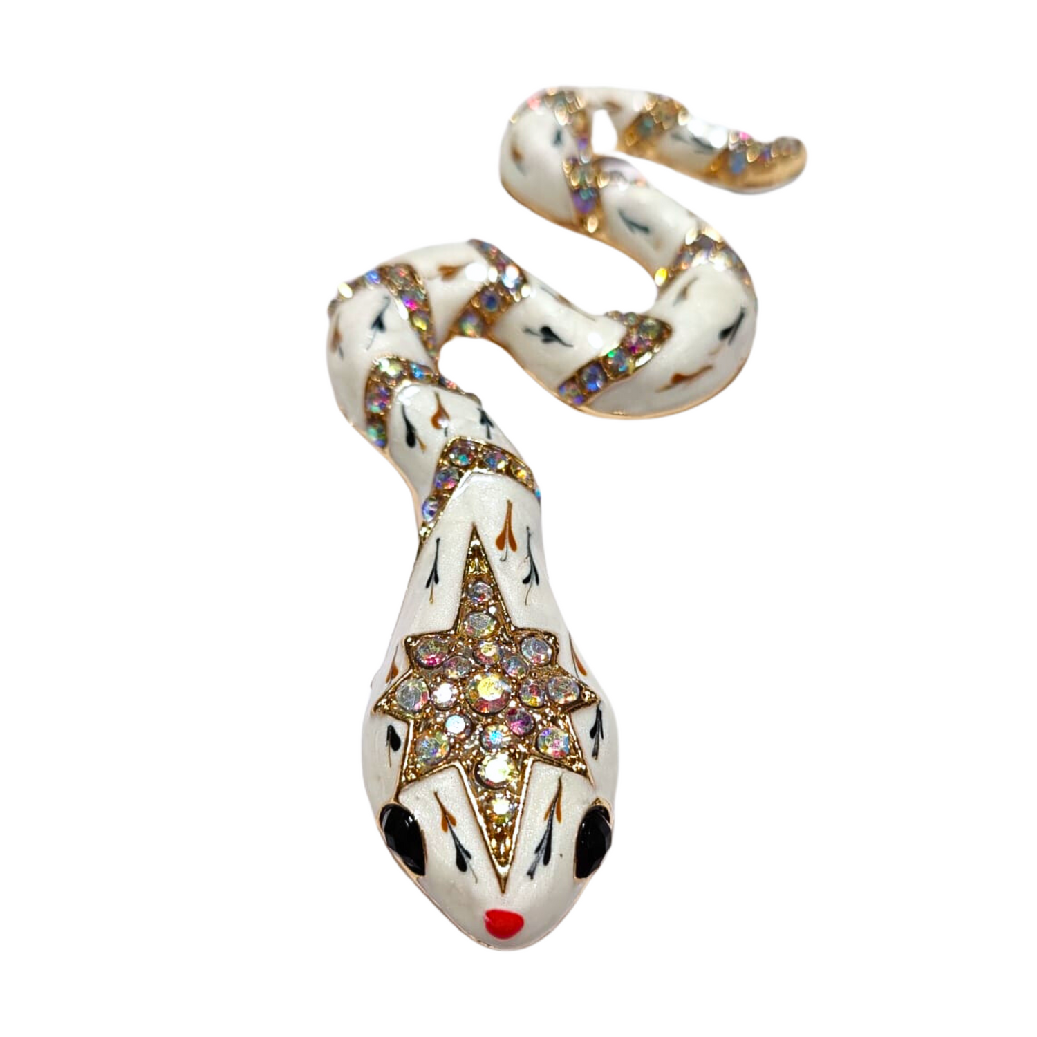 White Snake With Jewels Lapel Pin
