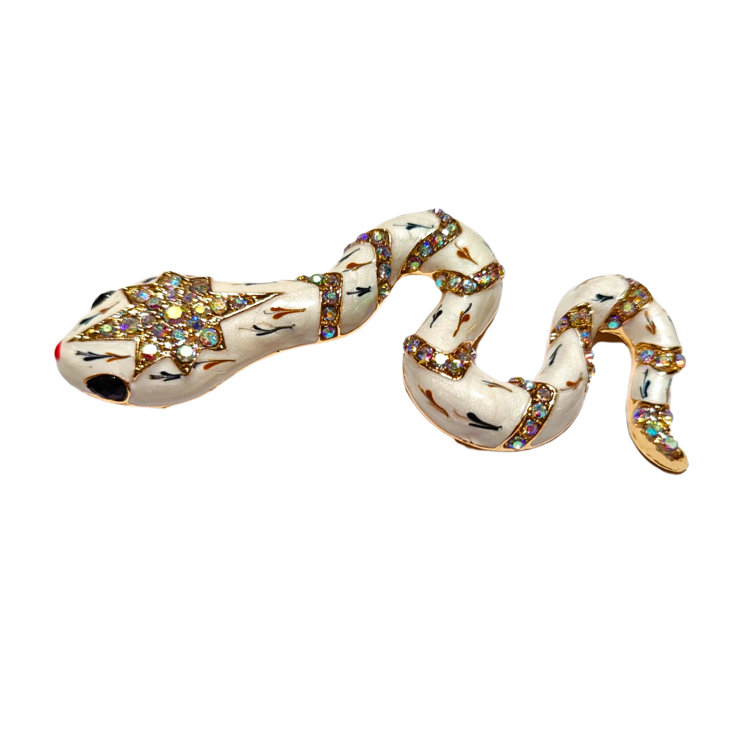 View 4: White Snake With Jewels Lapel Pin