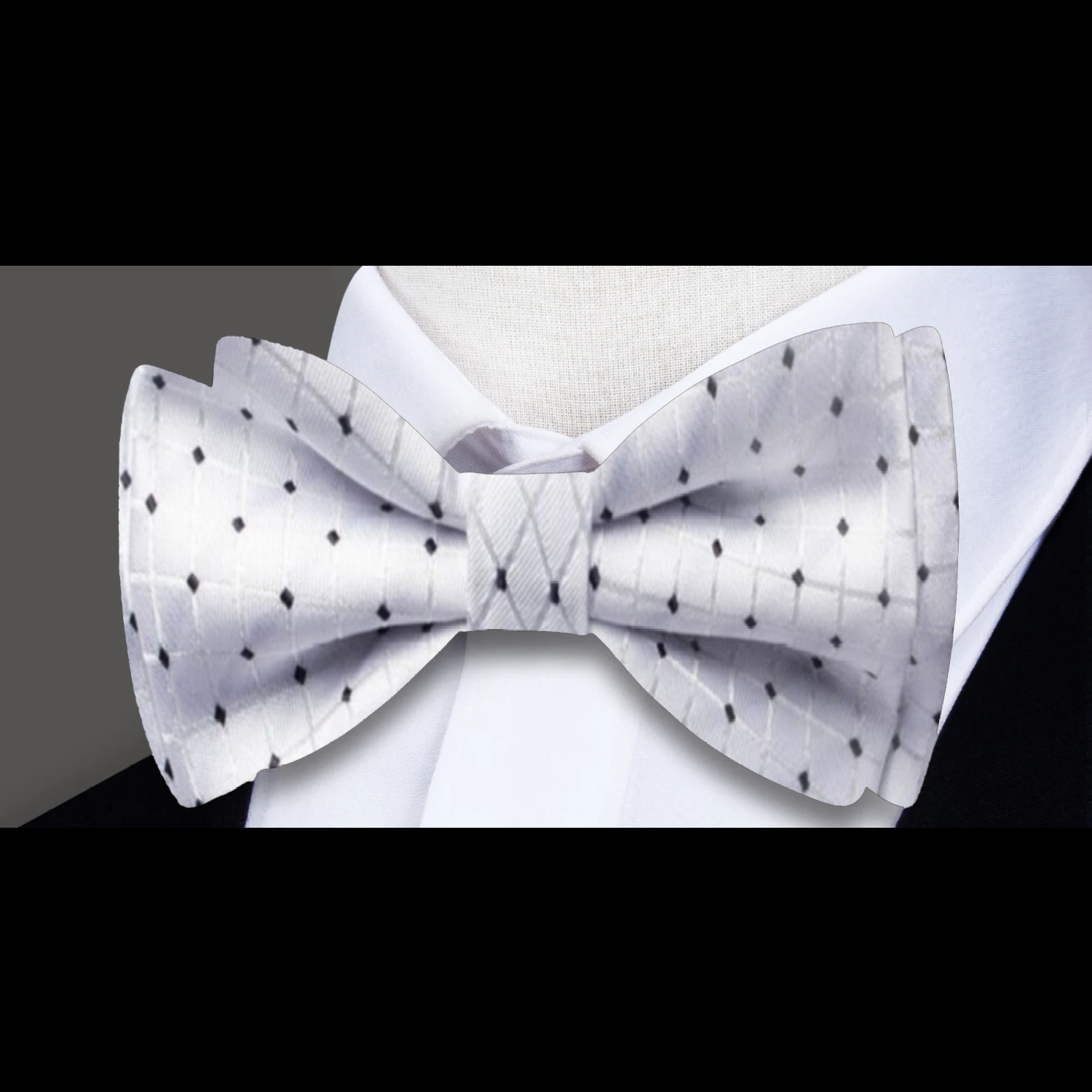 White With Black Dots Bow Tie