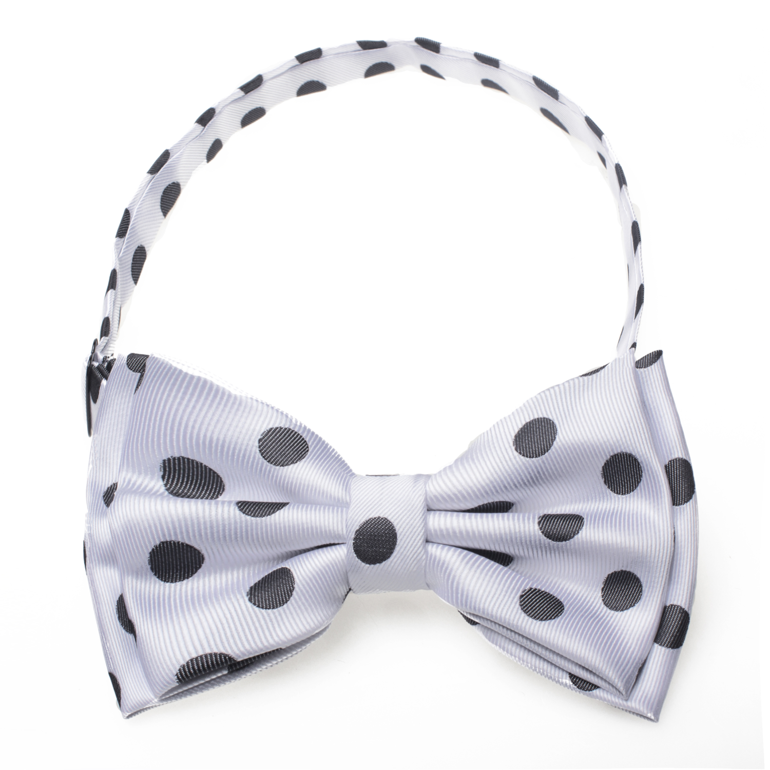 White with Black Dots Bow Tie Pre tied