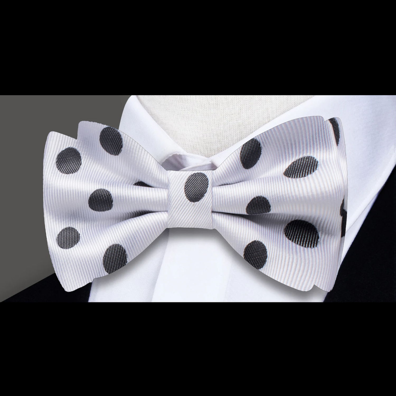 White with Black Dots Bow Tie  