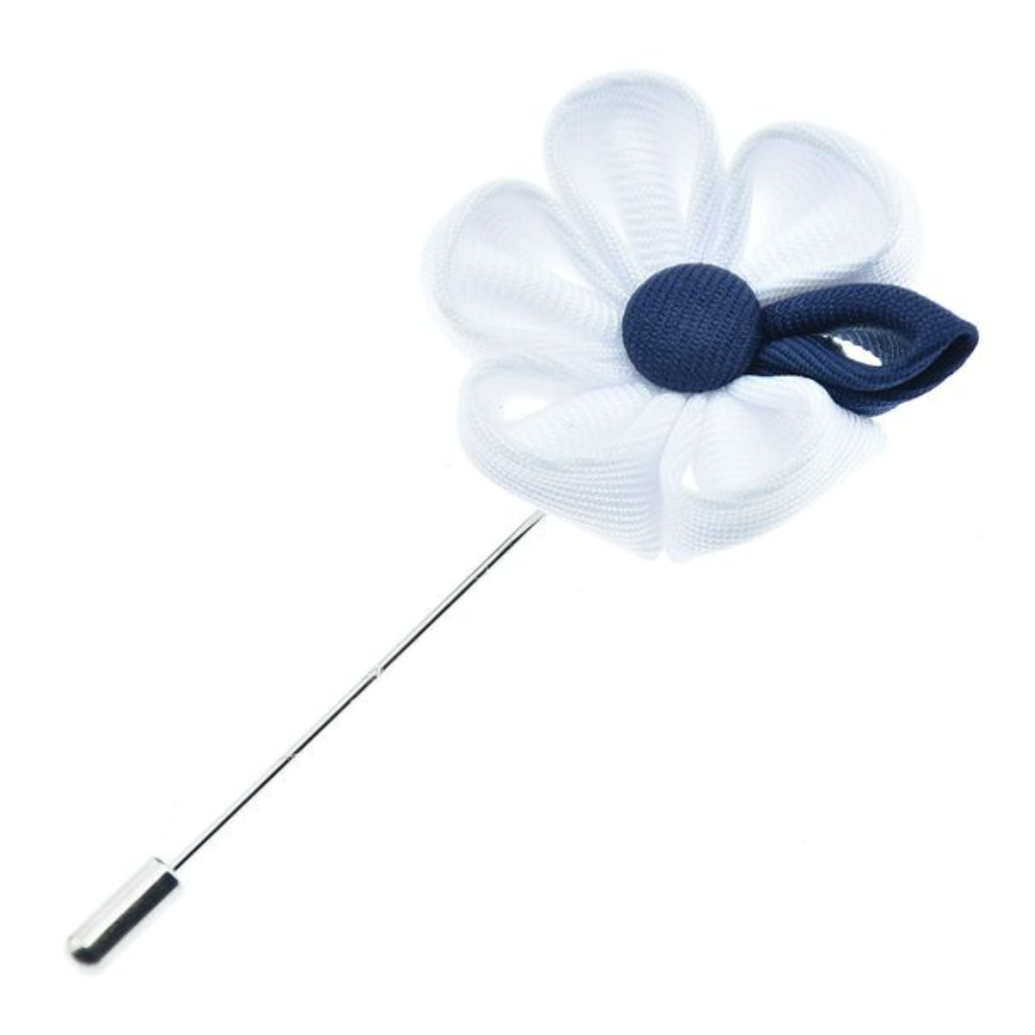 White, Dark Blue Flower Lapel Pin