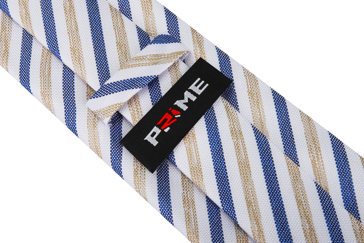 White, Dark Blue, Light Brown Stripe Necktie Keep