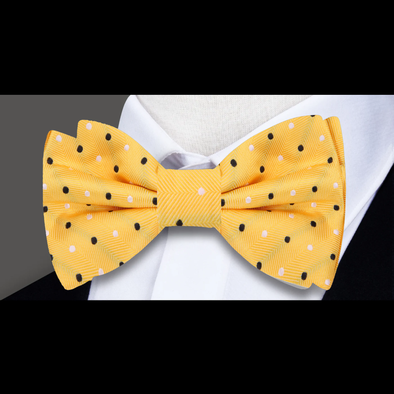  Yellow Black White Color Dots Bow Tie  