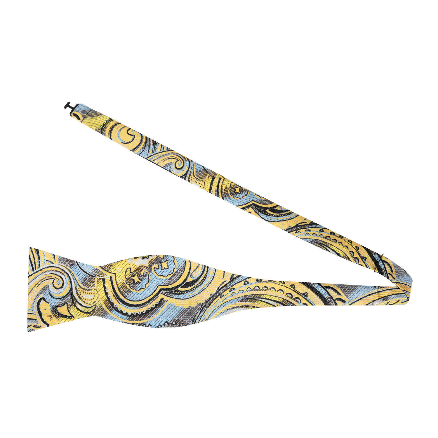 Yellow, Blue Paisley Bow Tie 1