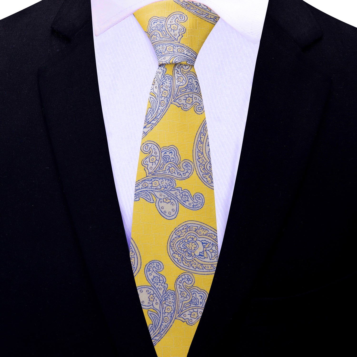 Thin Tie: Yellow Paisley Necktie