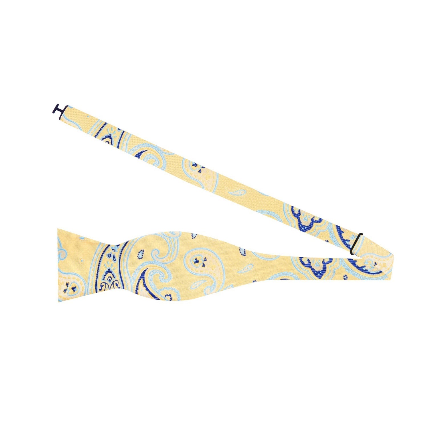 Yellow, Blue Paisley Bow Tie Self Tie