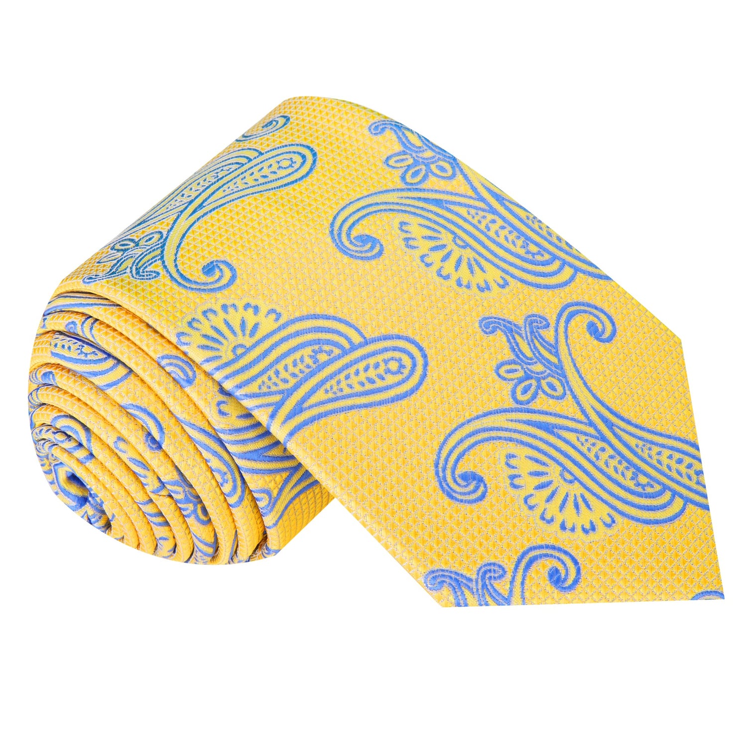 Yellow and Light Blue Paisley Tie  