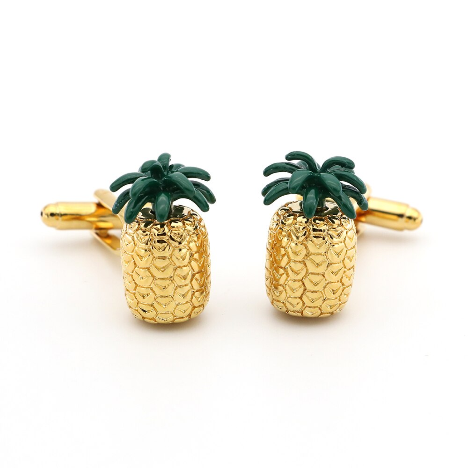 Gold and Green Colored Pineapple Cufflinks