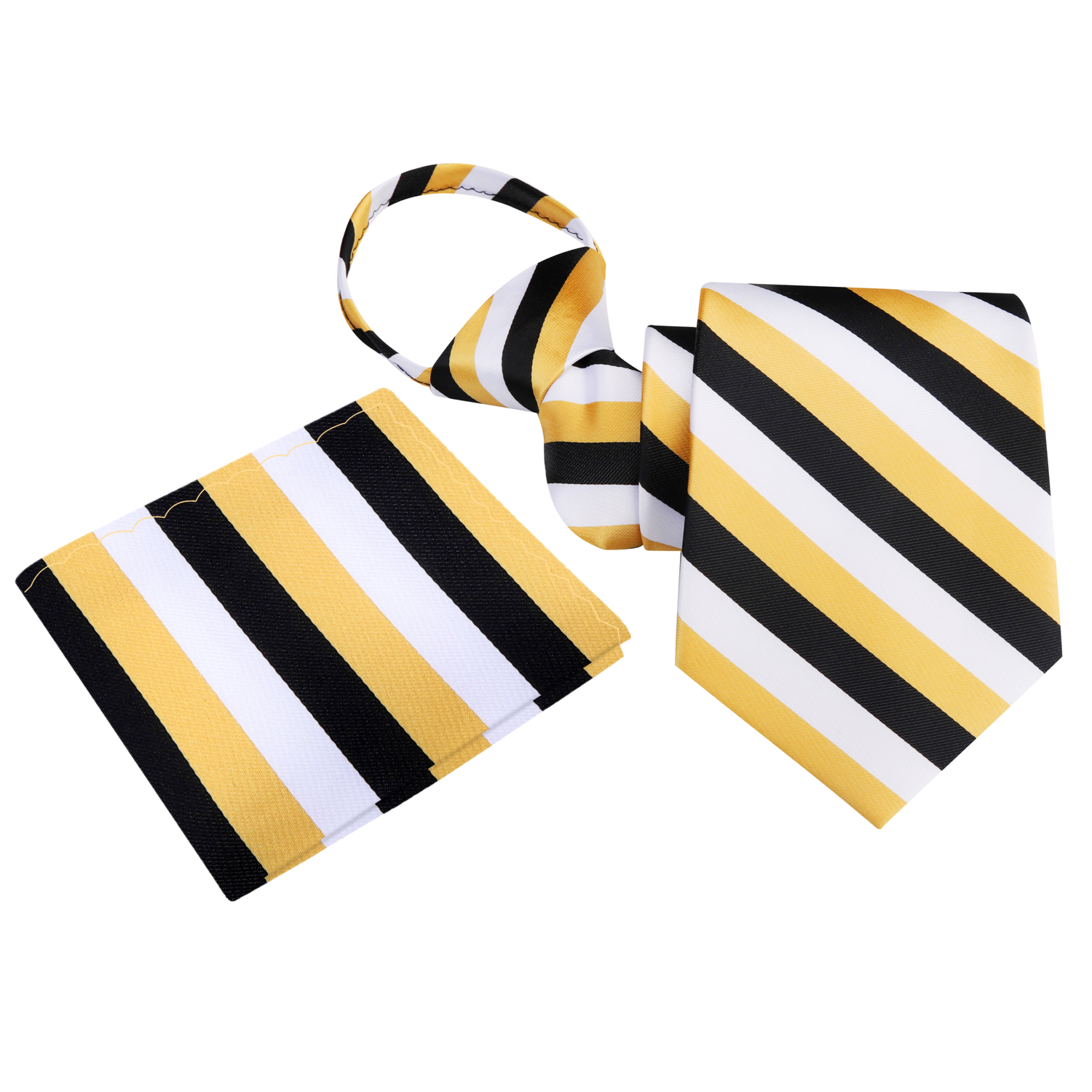 Zipper: Gold, White, Black Stripe Tie and Grey Square