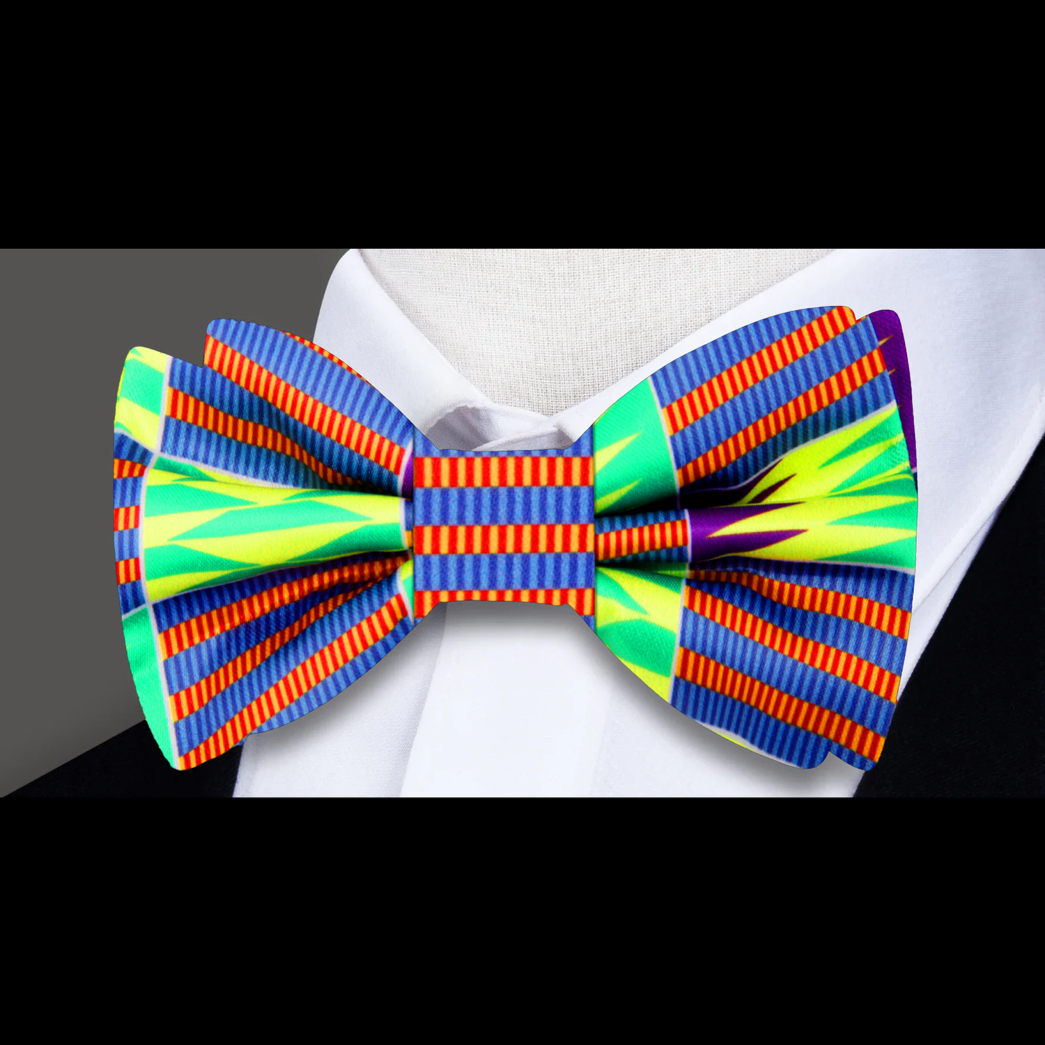 Yellow, Green, Red, Blue Geometric Bow Tie  