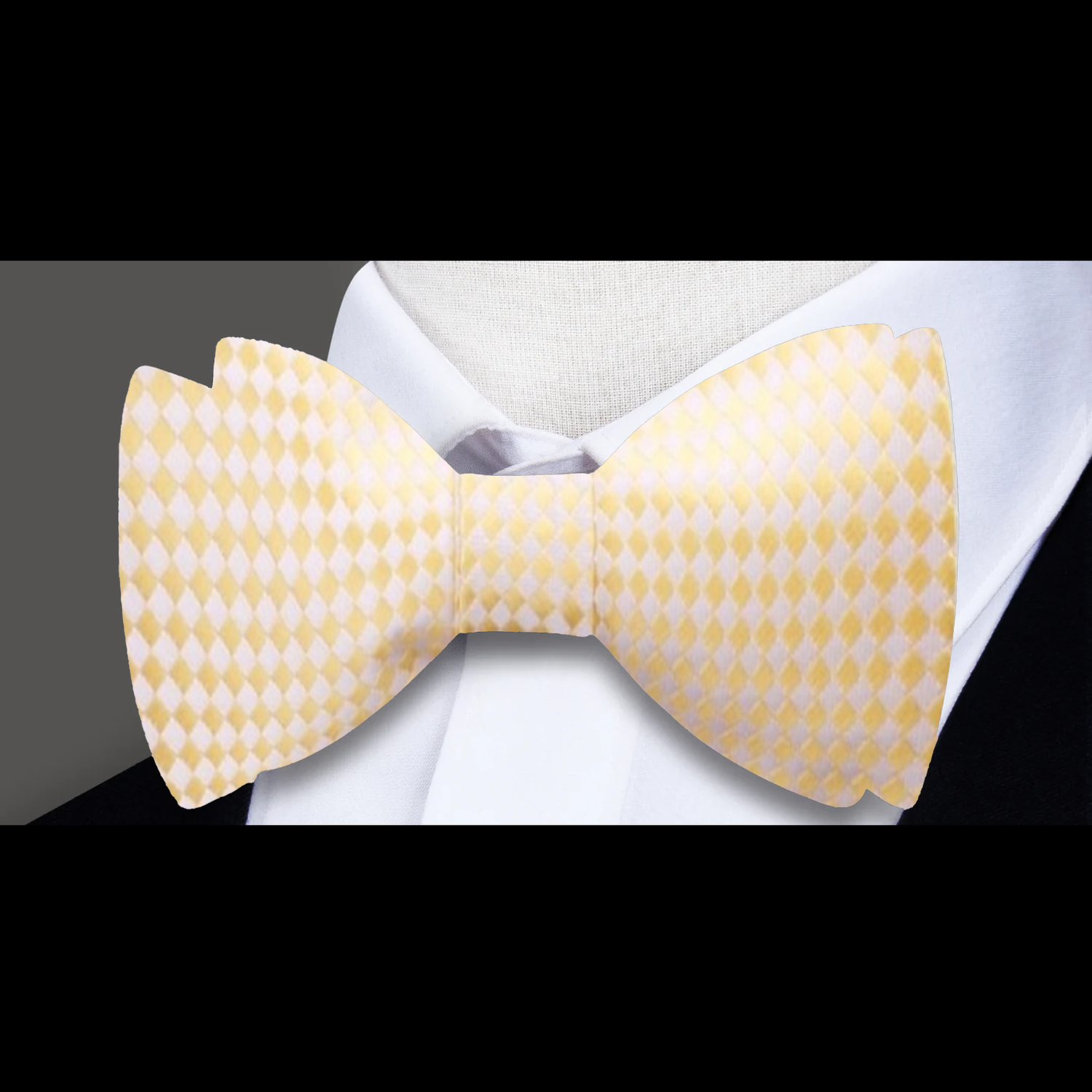 Pale Yellow Check Bow Tie