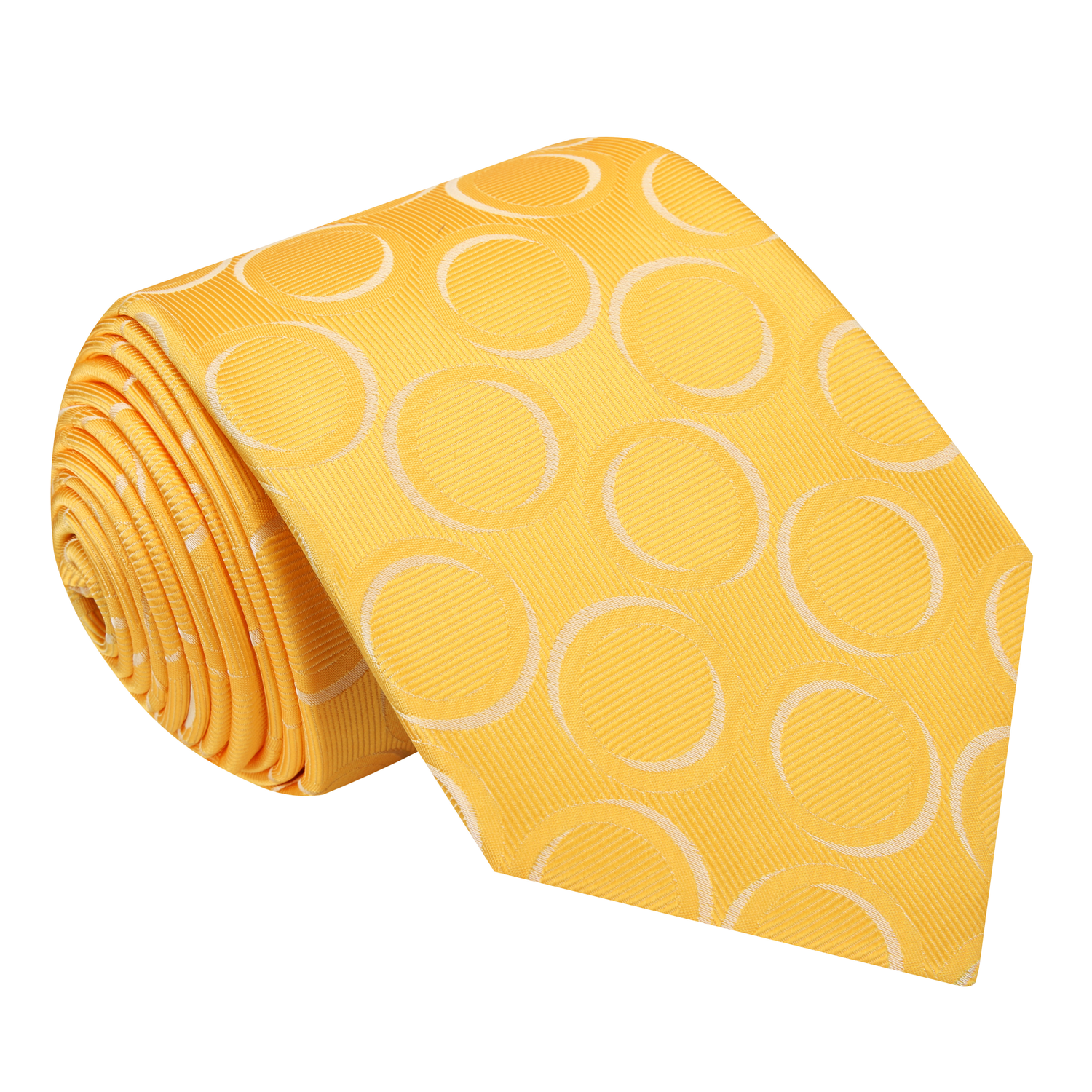 Yellow and White Rings Necktie 