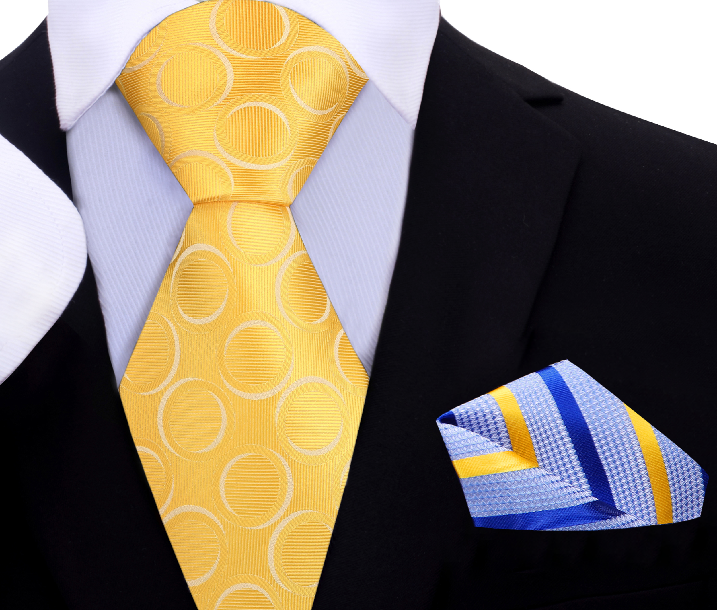 Yellow Pattern Tie Black Suit Yellow Tie