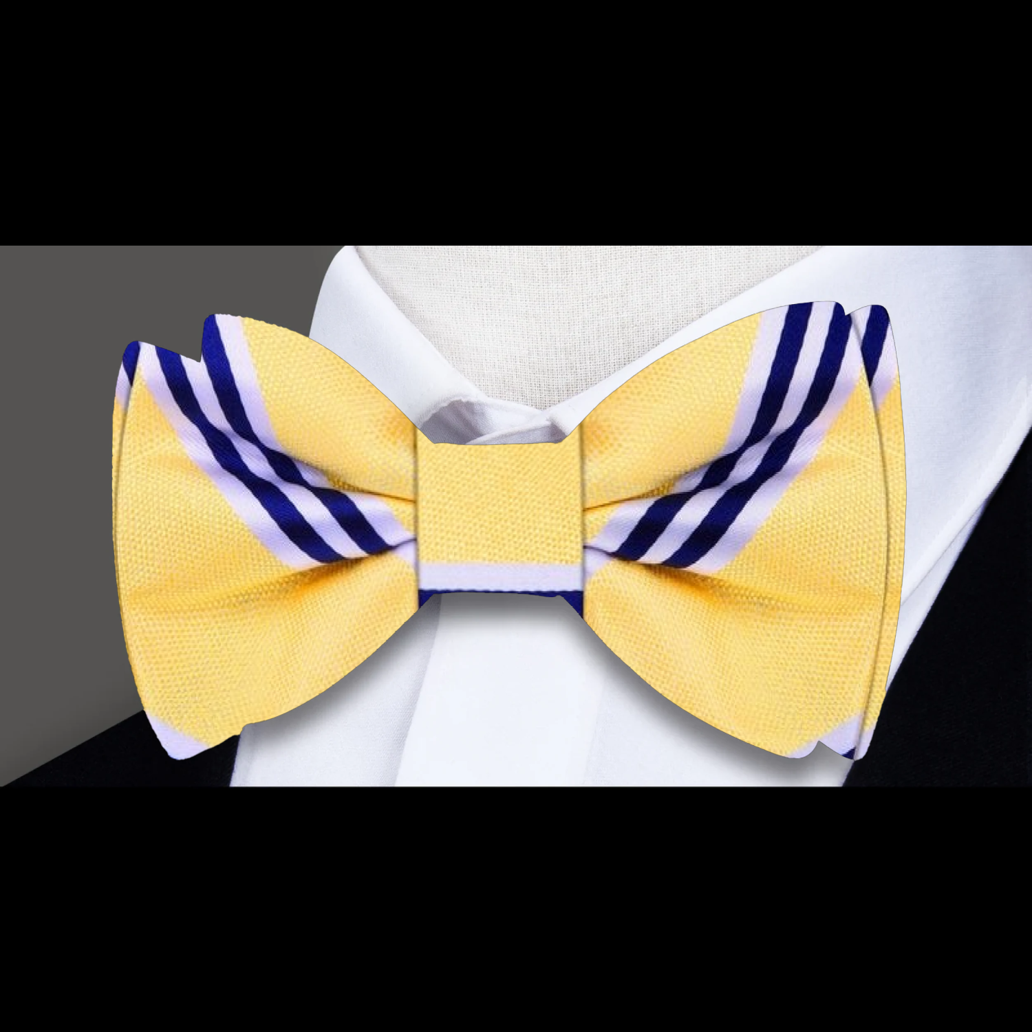 Yellow and Blue Stripe Bow Tie