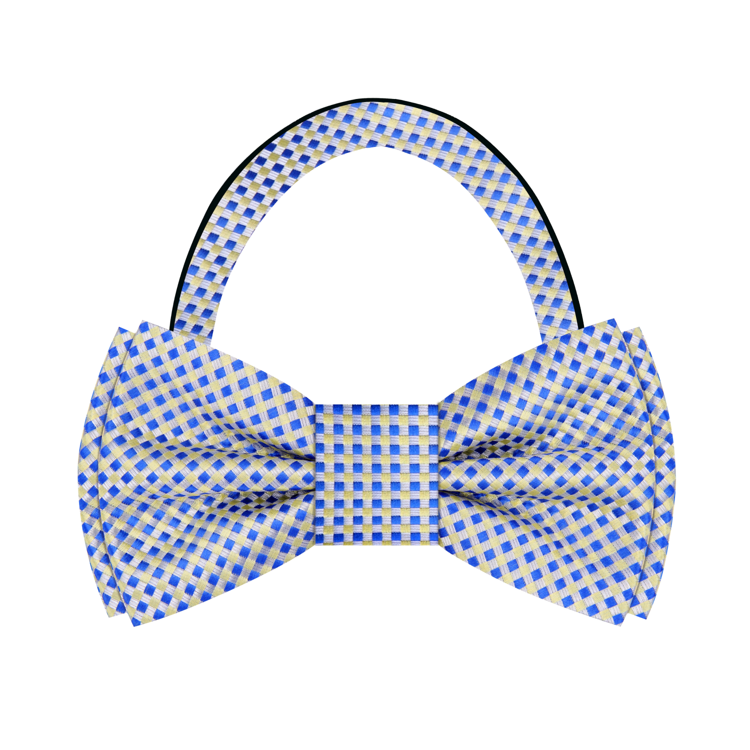 Yellow and Blue Small Checks Bow Tie Pre Tied