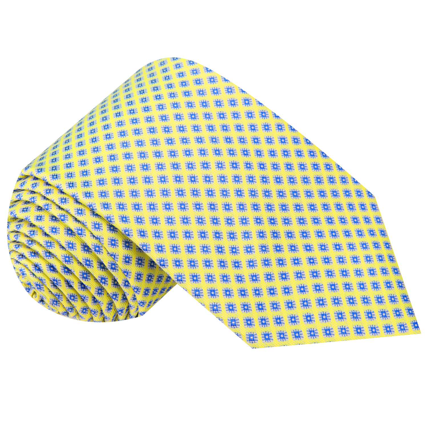 Yellow with Small Blue Medallions Necktie  