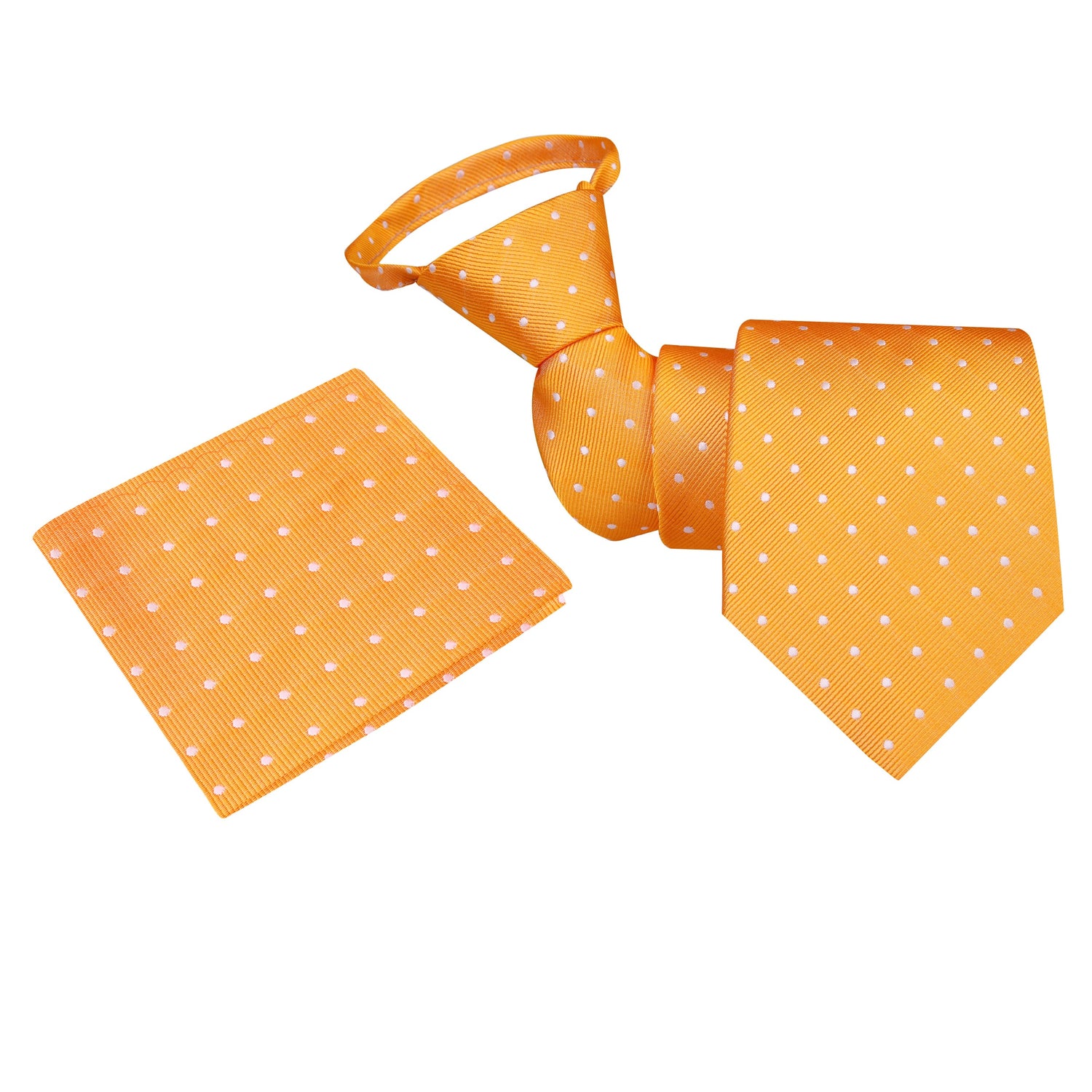 Zipper: Tangerine and White Main Event Polka Necktie and Square
