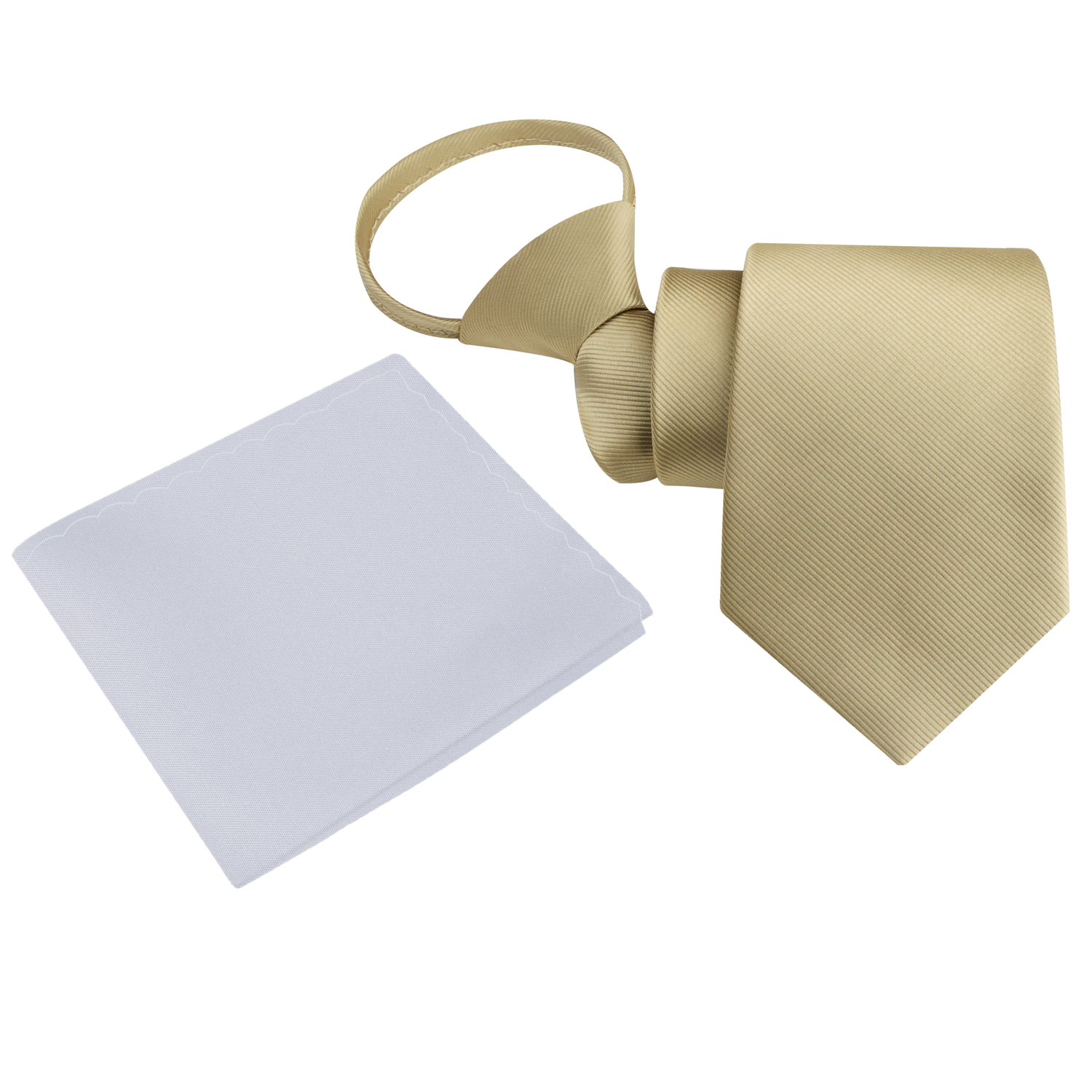 Zipper: Solid Pale Gold Tie and Light Grey Square