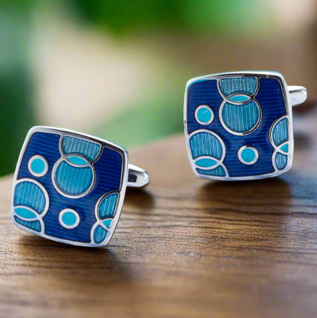 blue circle cufflinks