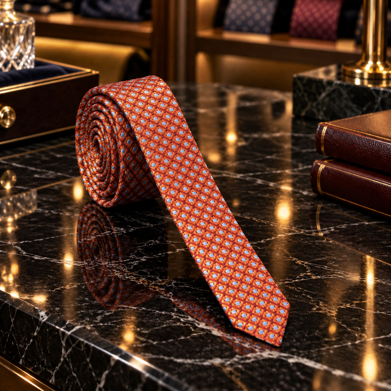 Burnt Orange & Rust Geometric Dot Necktie