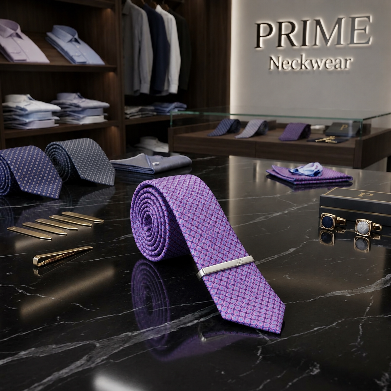 purple pink and blue geometric tie Thin