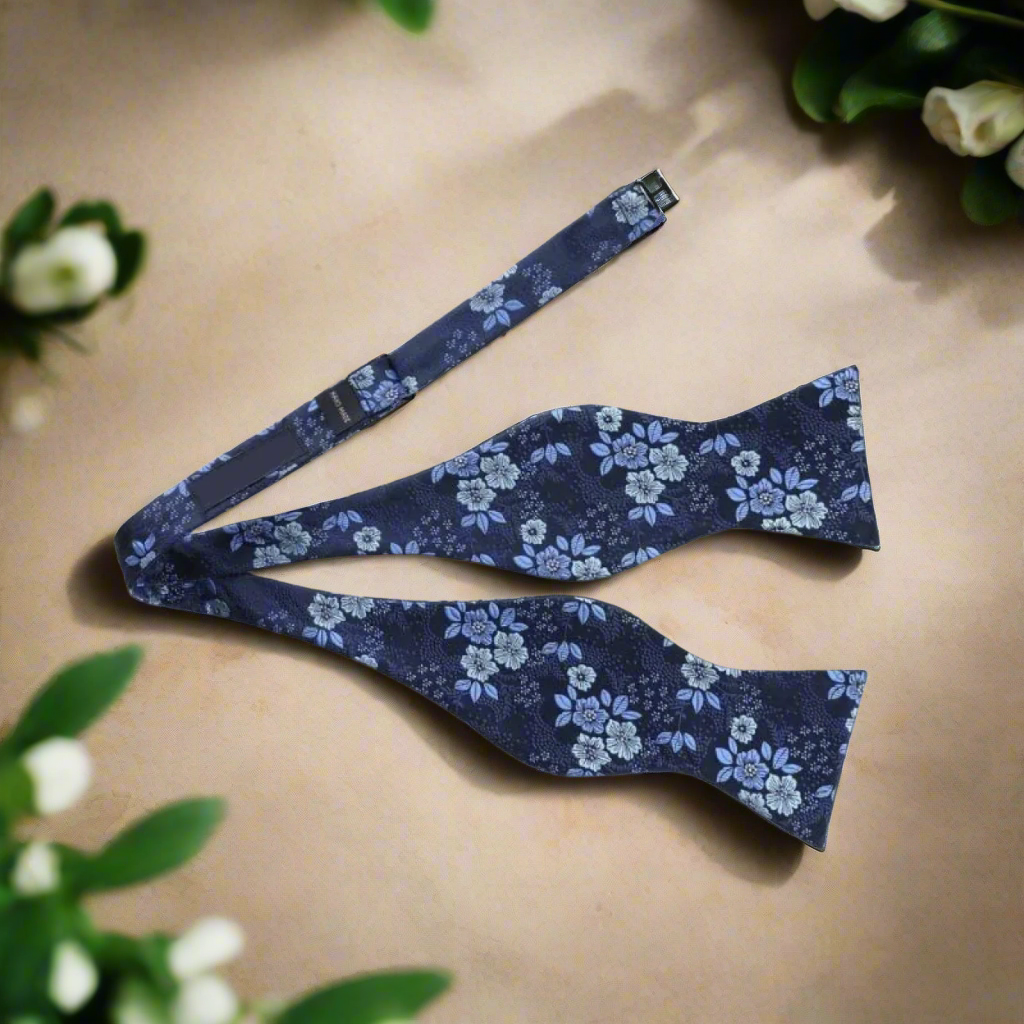 Shades of Blue Floral Self Tie Bow Tie