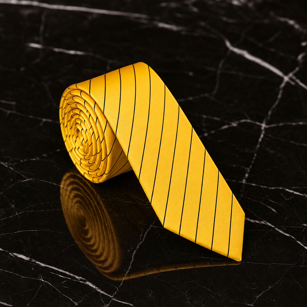 Yellow with Black Pinstripes Necktie