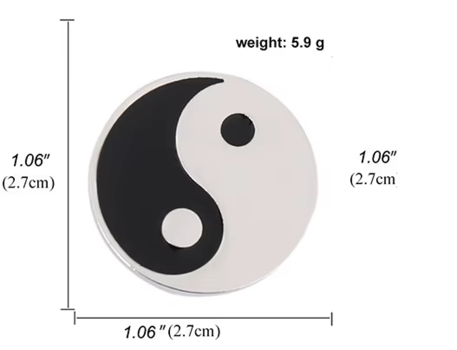 Black and Silver Yin Yang Lapel Pin