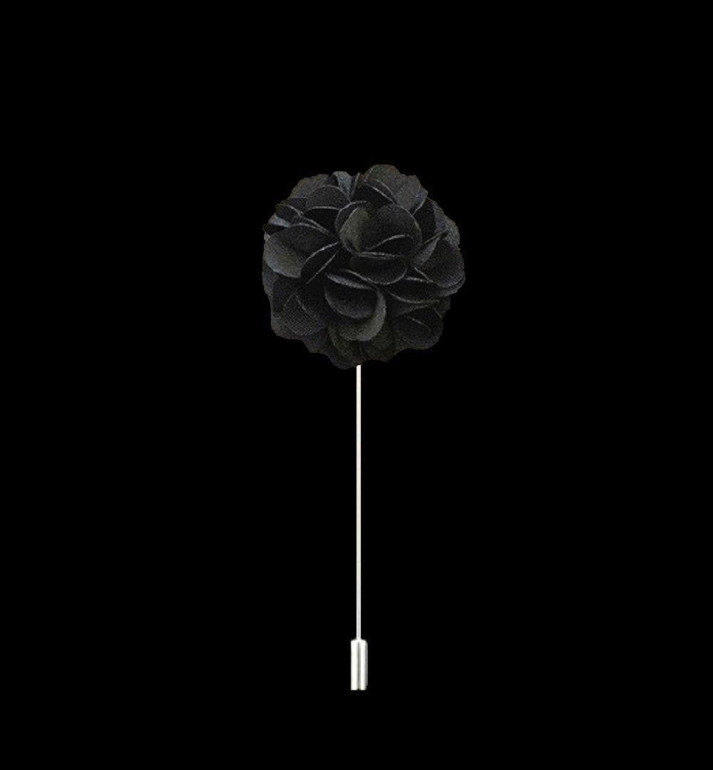 A Solid Black Lapel Flower||Black
