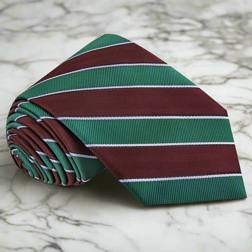 Brown, Green Block Stripe Tie