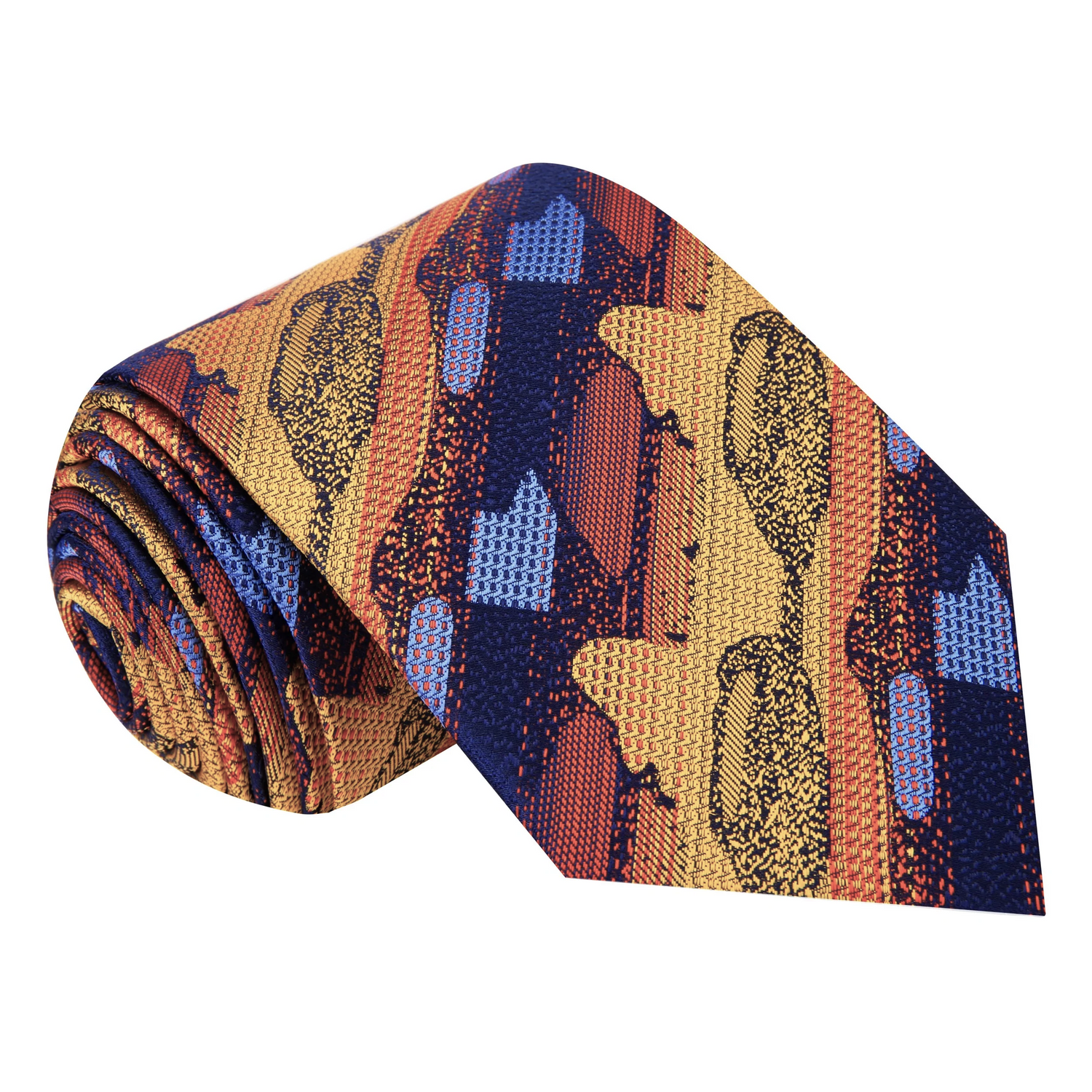 Orange, Blue, Red, Yellow Abstract Tie  