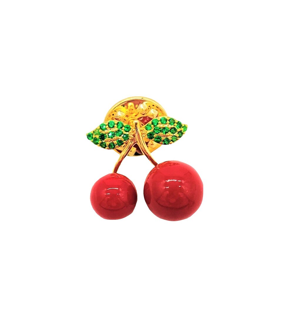 Red Green Gold Cherries Lapel Pin