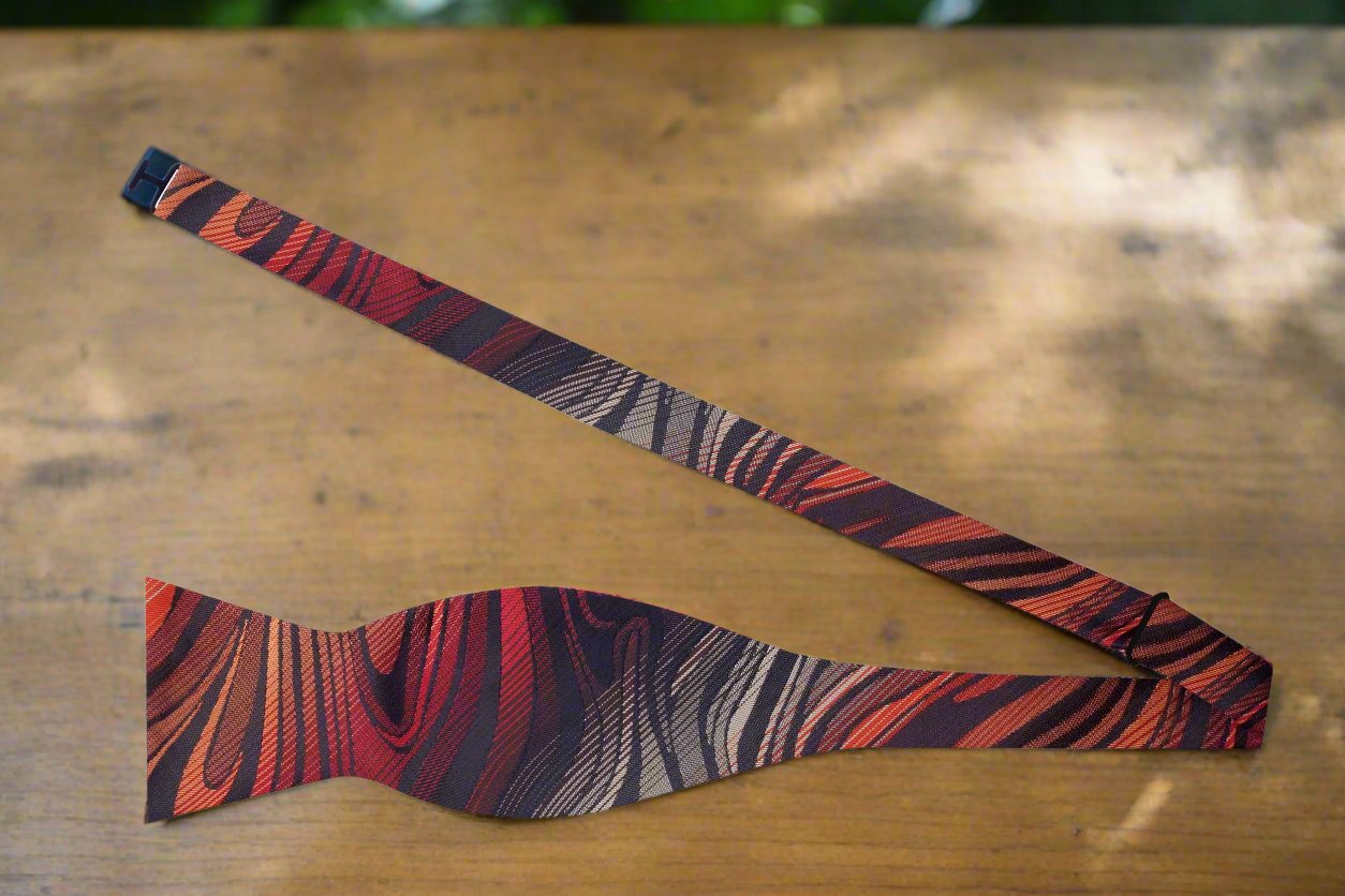 Grey, Orange, Black and Red Abstract Untied Bow Tie 