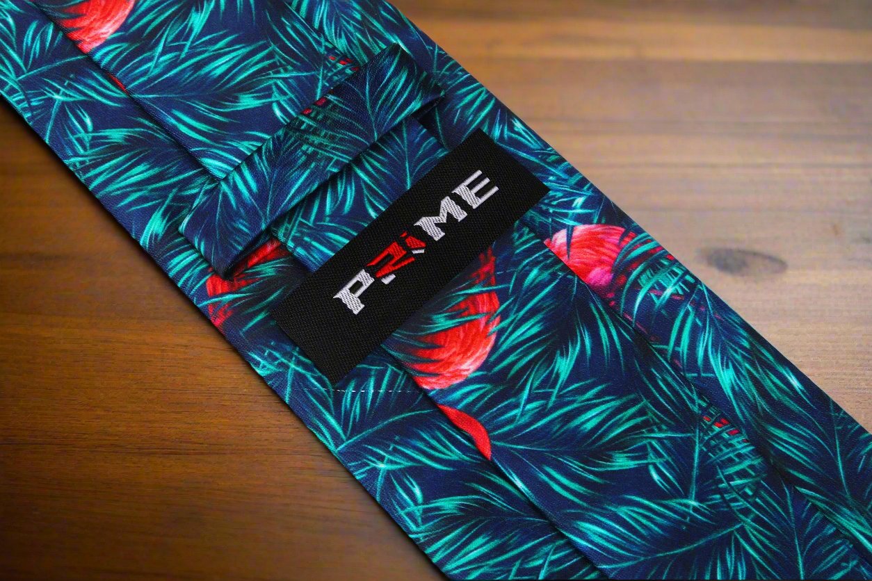 Blue, Green, Pink Leaves and Flamingos Tie Keep