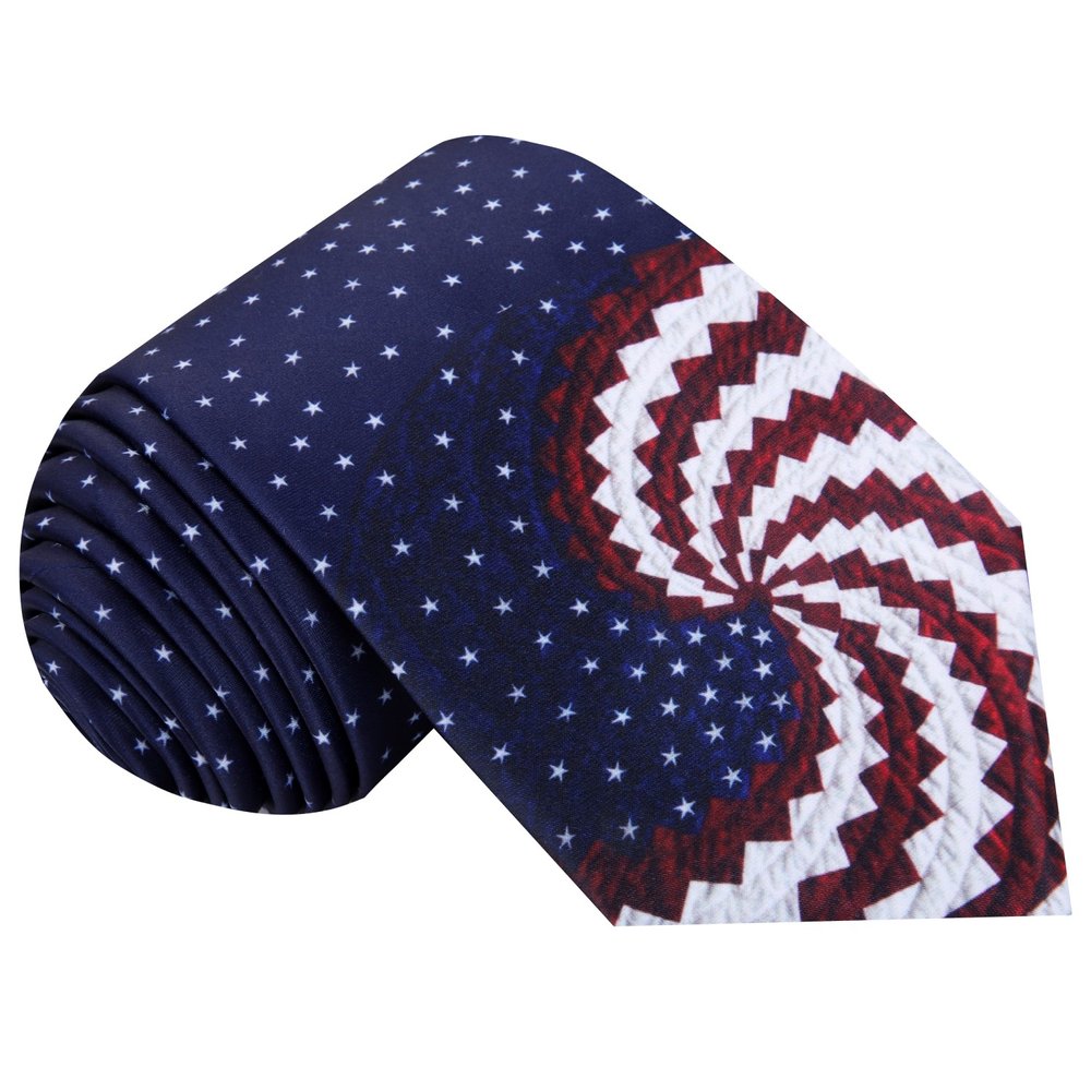 Blue, Red, White American Flag Swirl Tie  