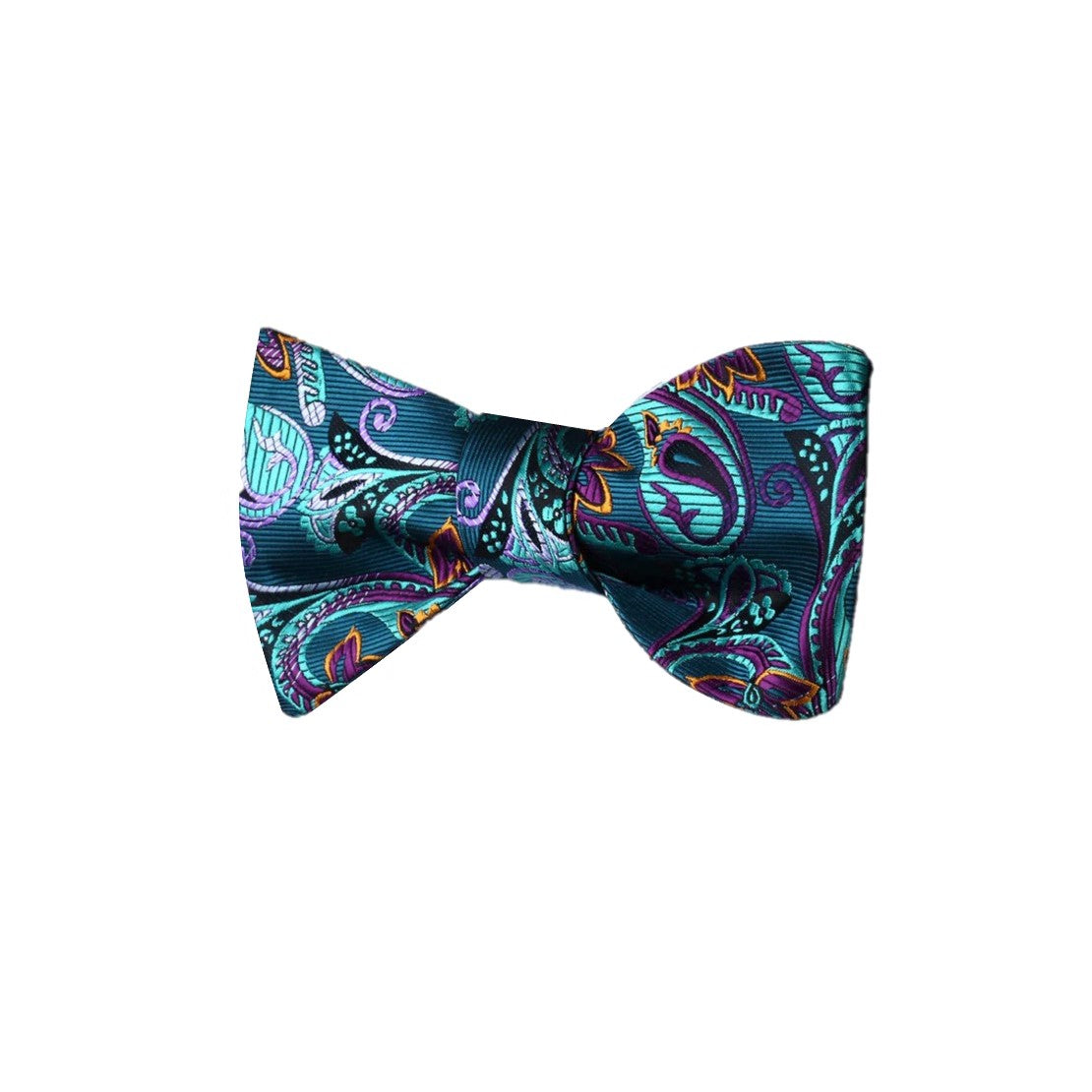 Aqua and Purple Paisley Bow Tie