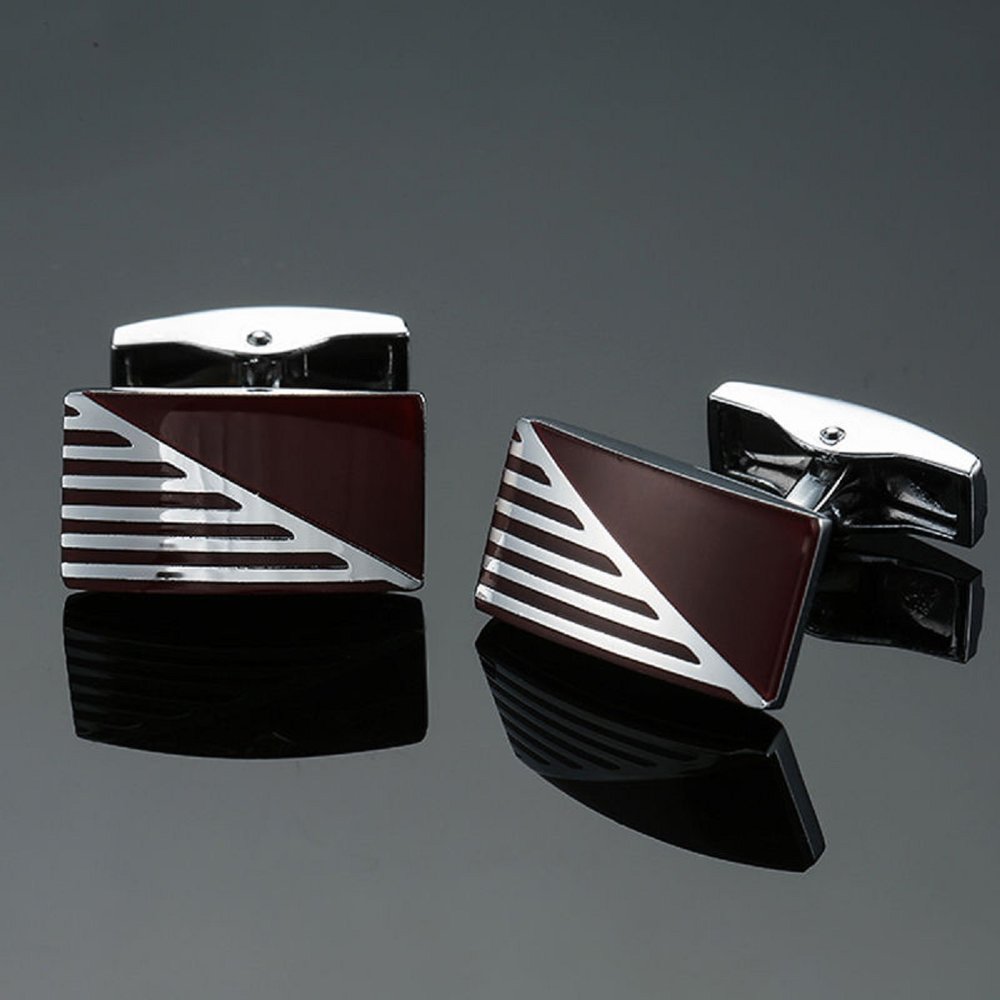 A Mahogany with Ascending Chrome Lines Cuff-links