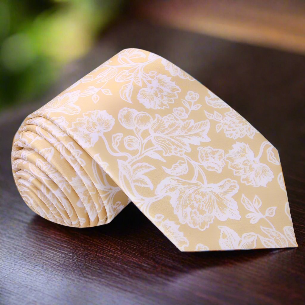 Light Brown Filigree Floral Tie