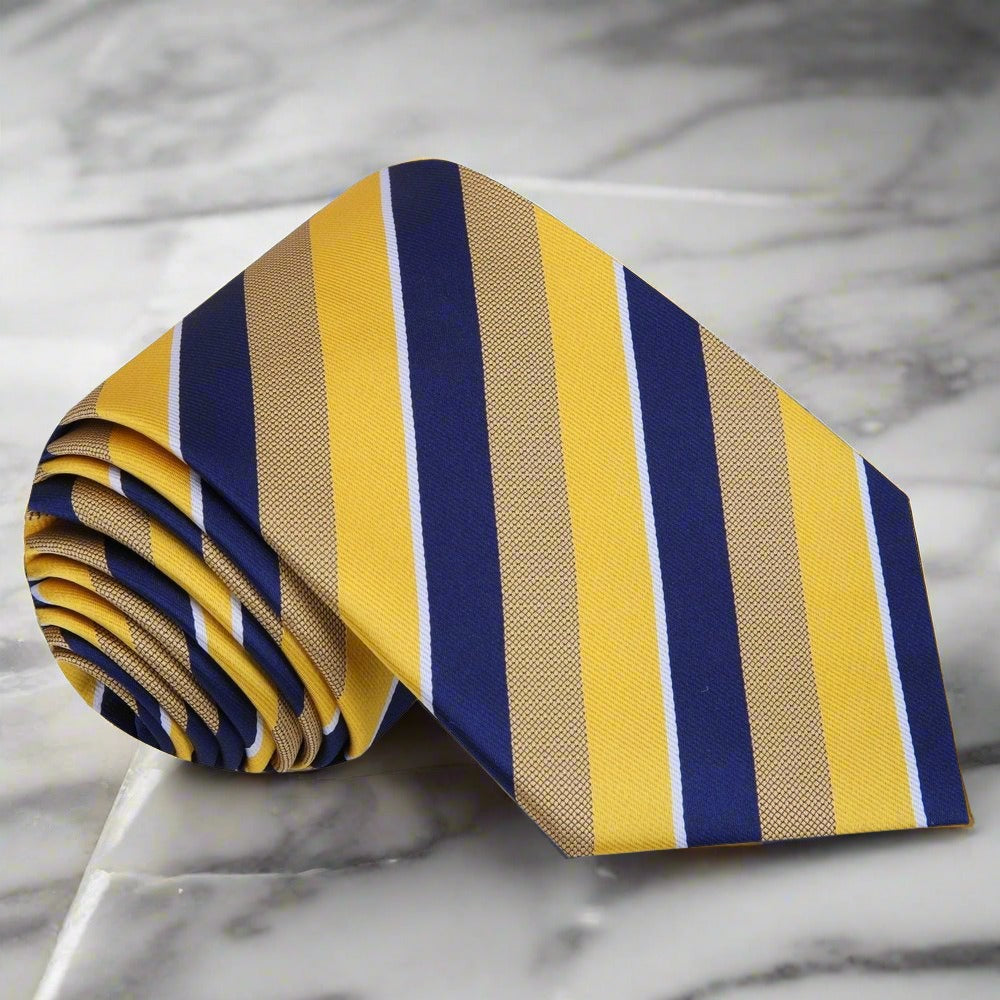 Blue, Gold Stripe Tie