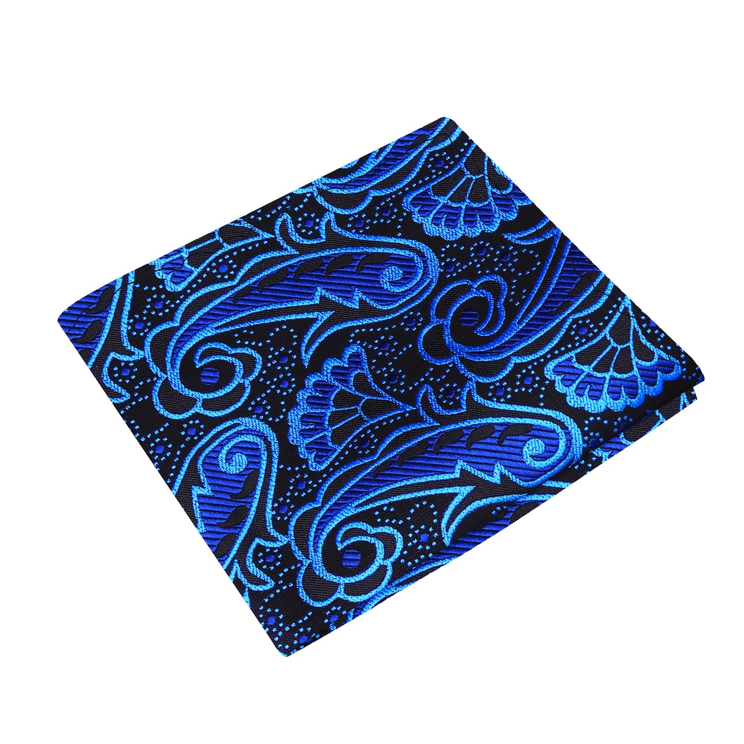 A Blue Paisley Pattern Silk Pocket Square