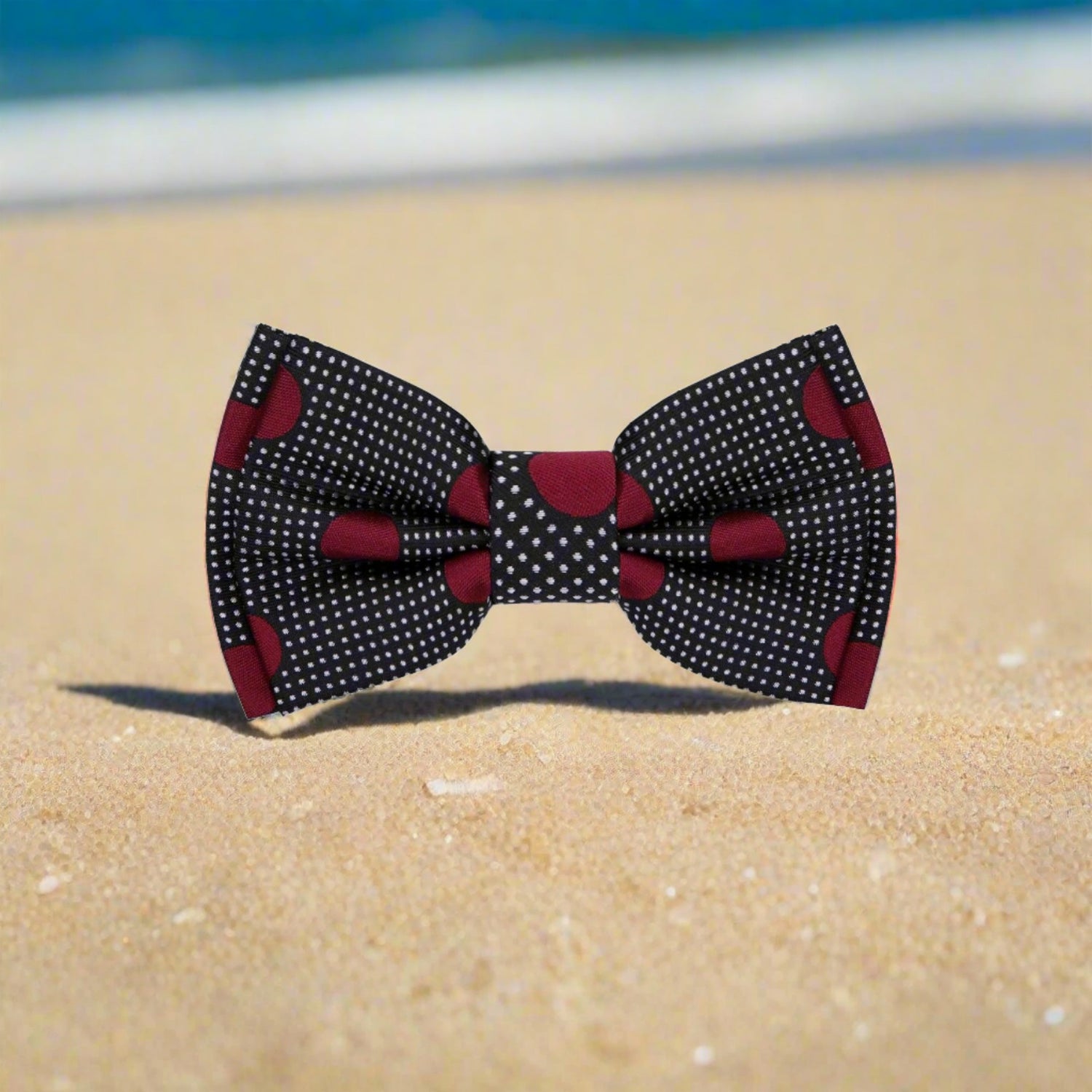 Black with Burgundy Dots Bow Tie 