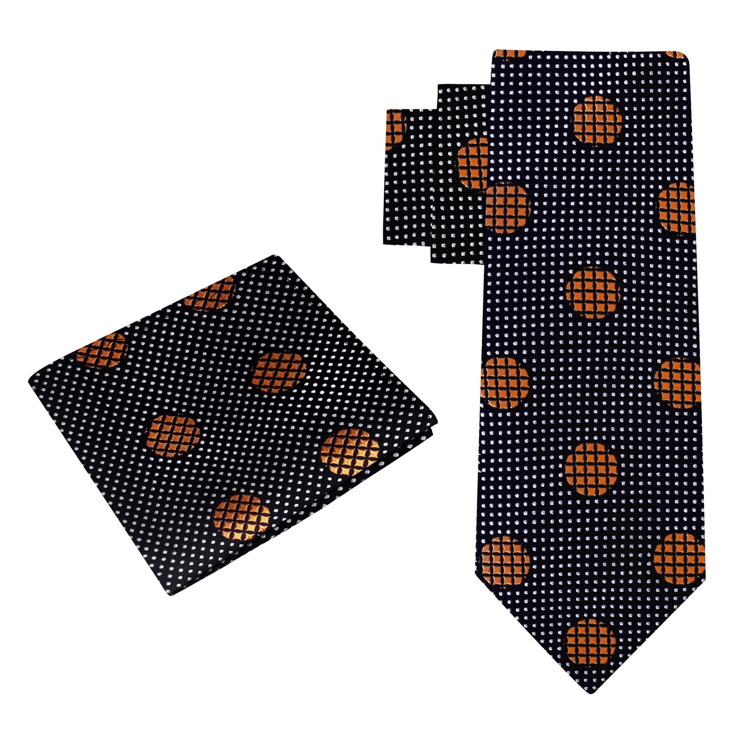 Alt View: black gold polka tie and square